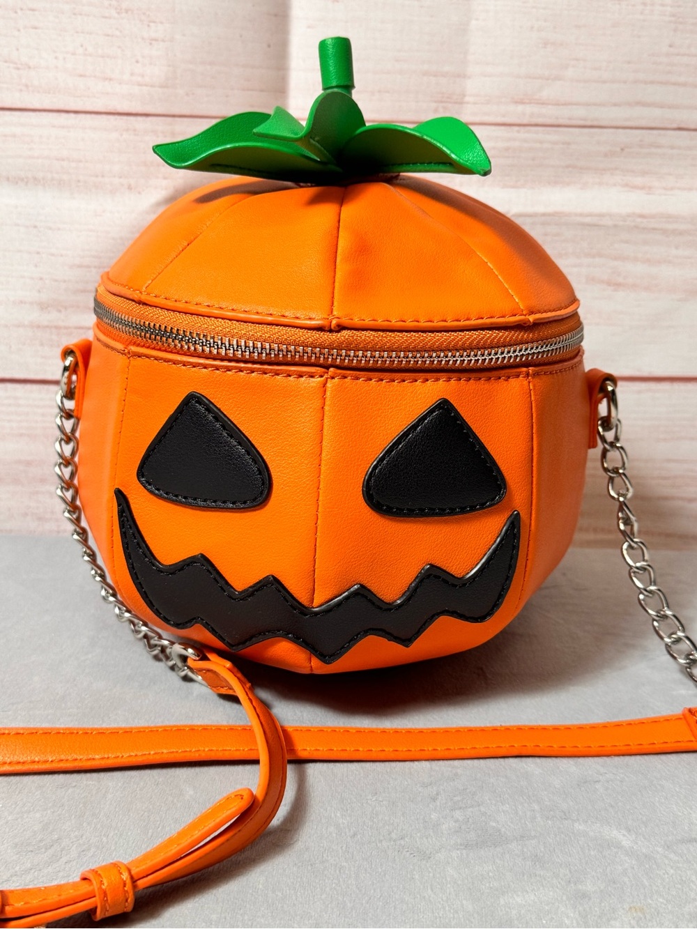 MAD Engine Orange Pumpkin Jack-O'-Lantern Crossbody Bag